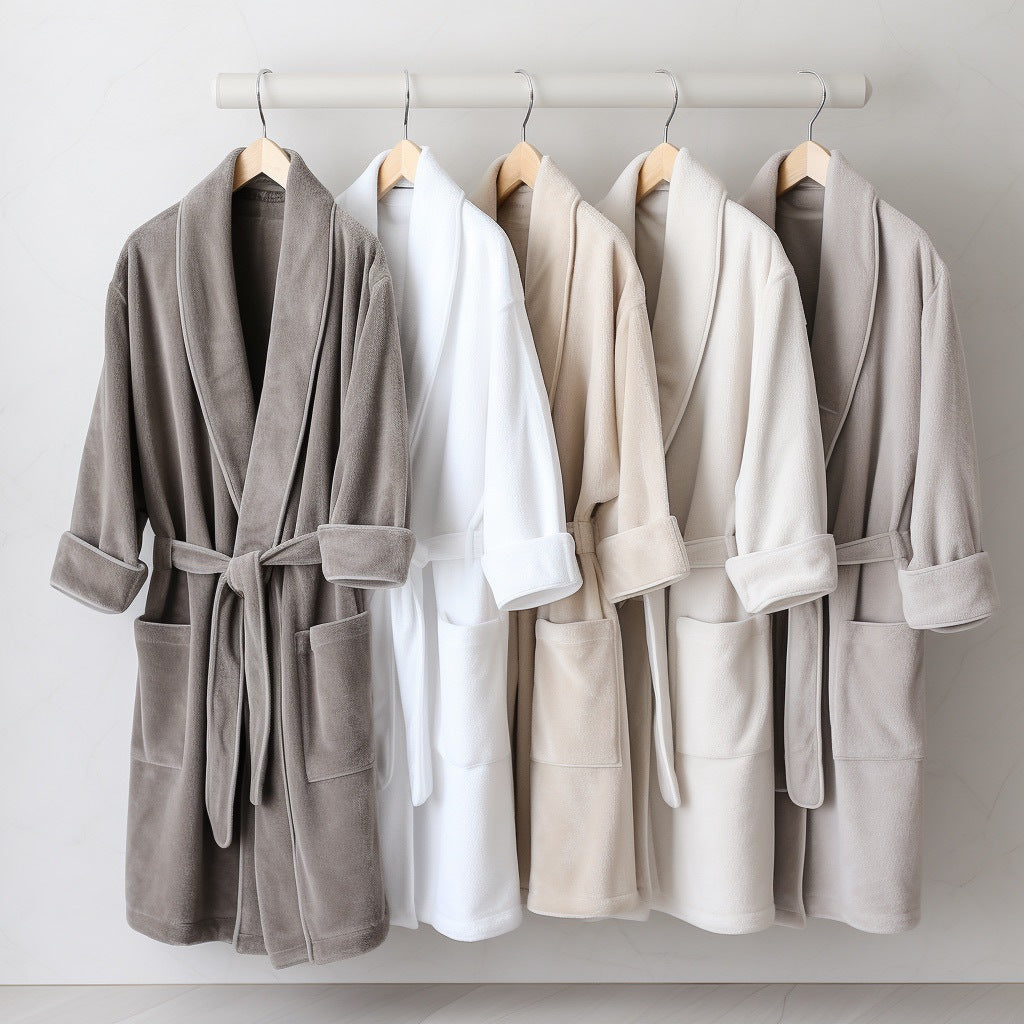 Plush Coral Fleece Bathrobe - Thick & Absorbent