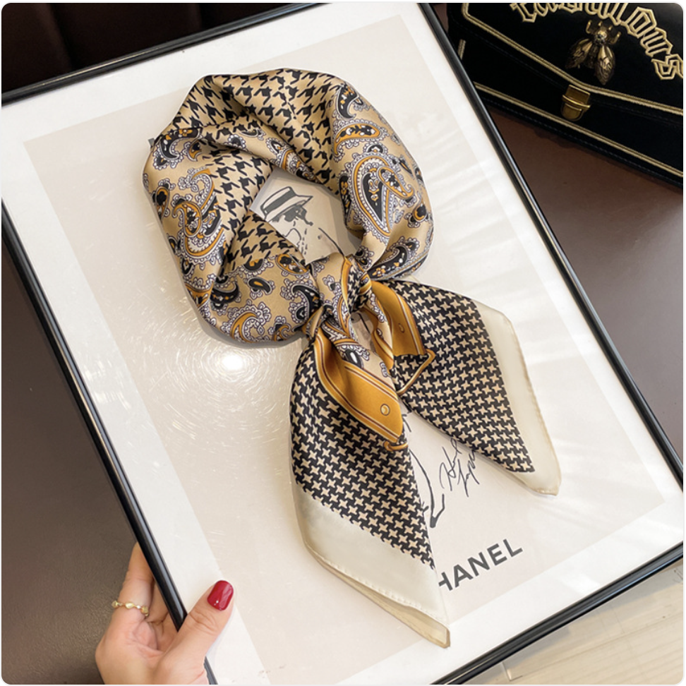 Striped Square Silk Scarf