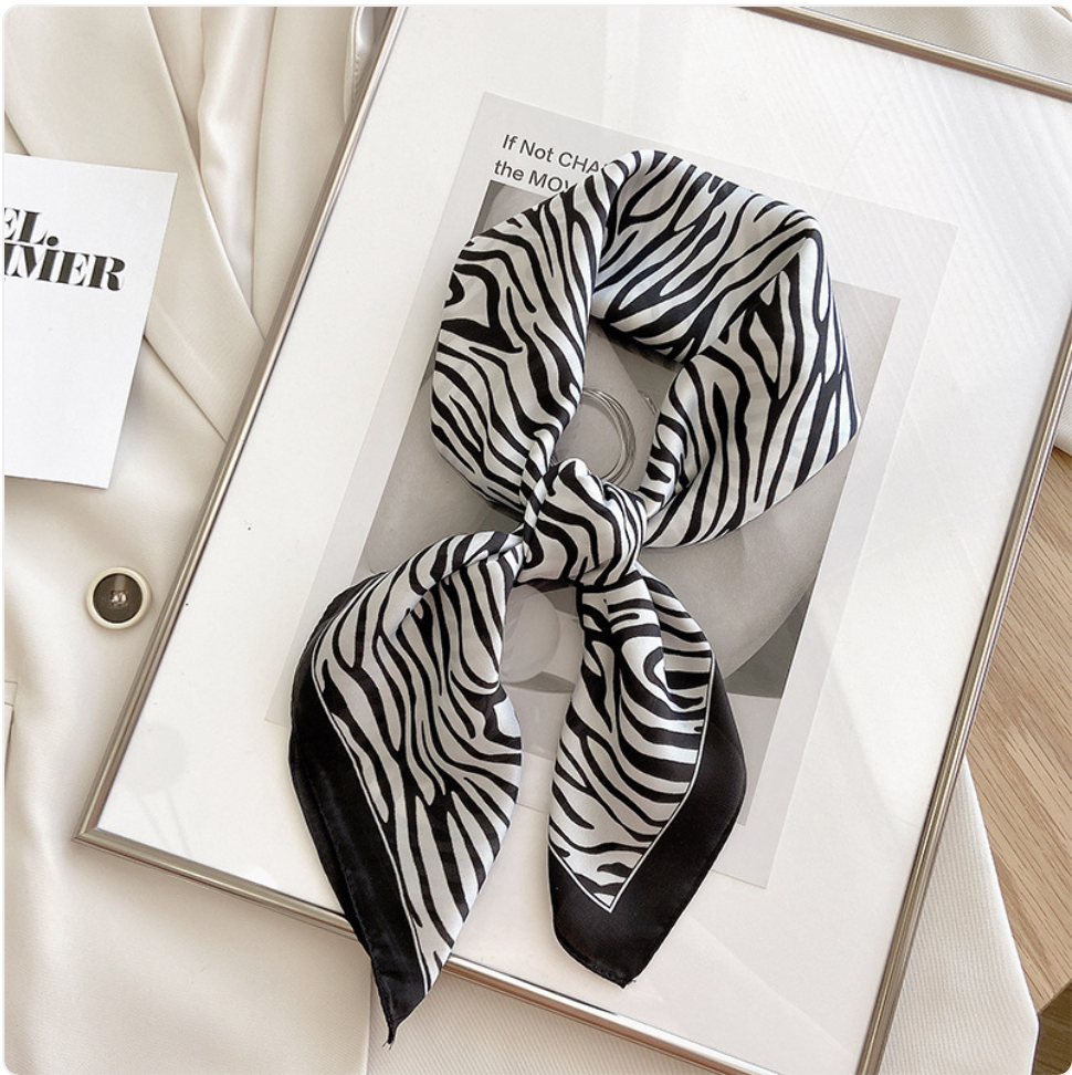 Striped Square Silk Scarf