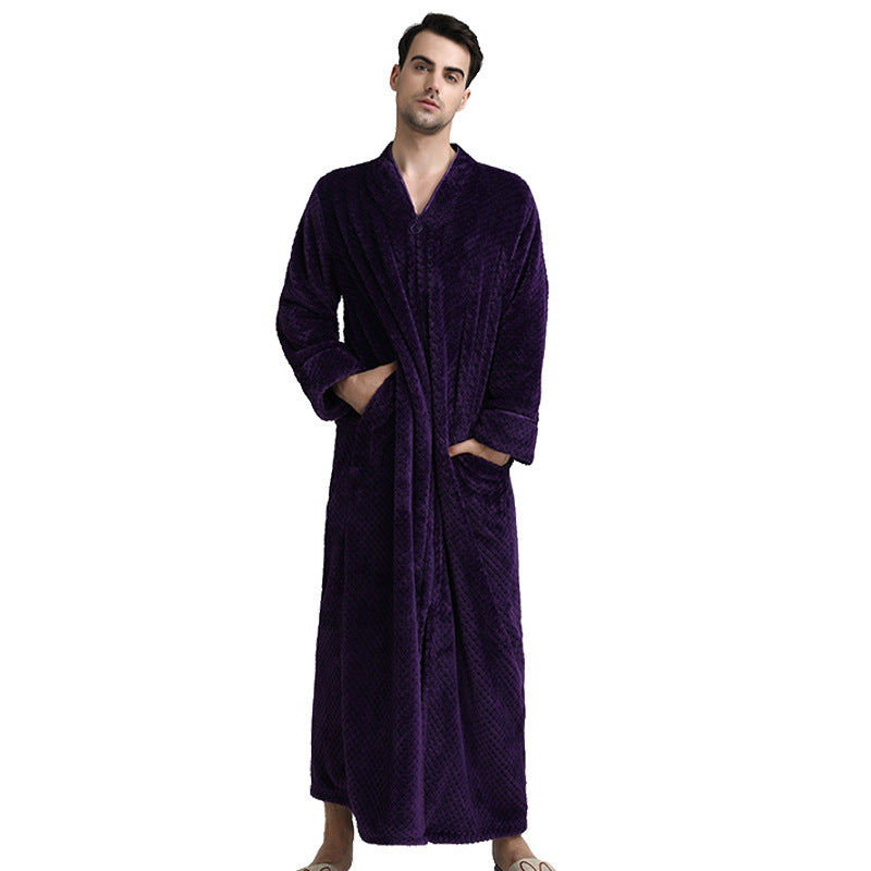 Zipper Long Pineapple Lattice Bathrobe with Fertilizer