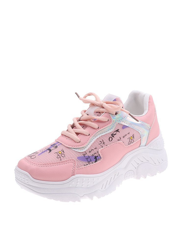 Baskets blanches décontractées pour femmes - Chaussures plates tendance style "dad shoes"
