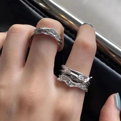 S925 Sterling Silver Ring with Simple Geometric Texture