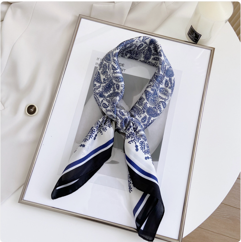 Striped Square Silk Scarf