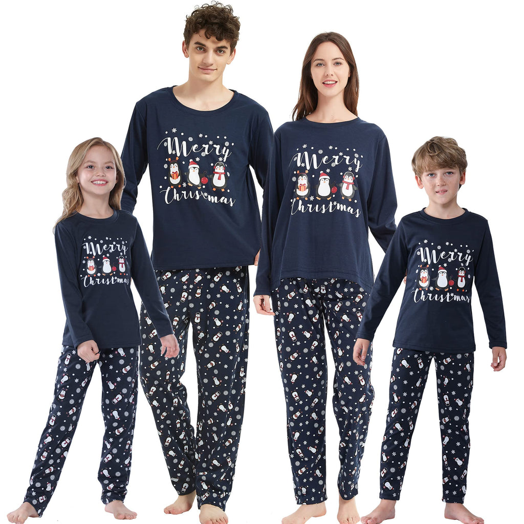 Vozanet Famliy Matching Pajama Sets With Penguin Cute Cartoon Christmas Sleepwear Lovely Jammies for Whole Family Xmas Clothes Penguin-Kids 2T