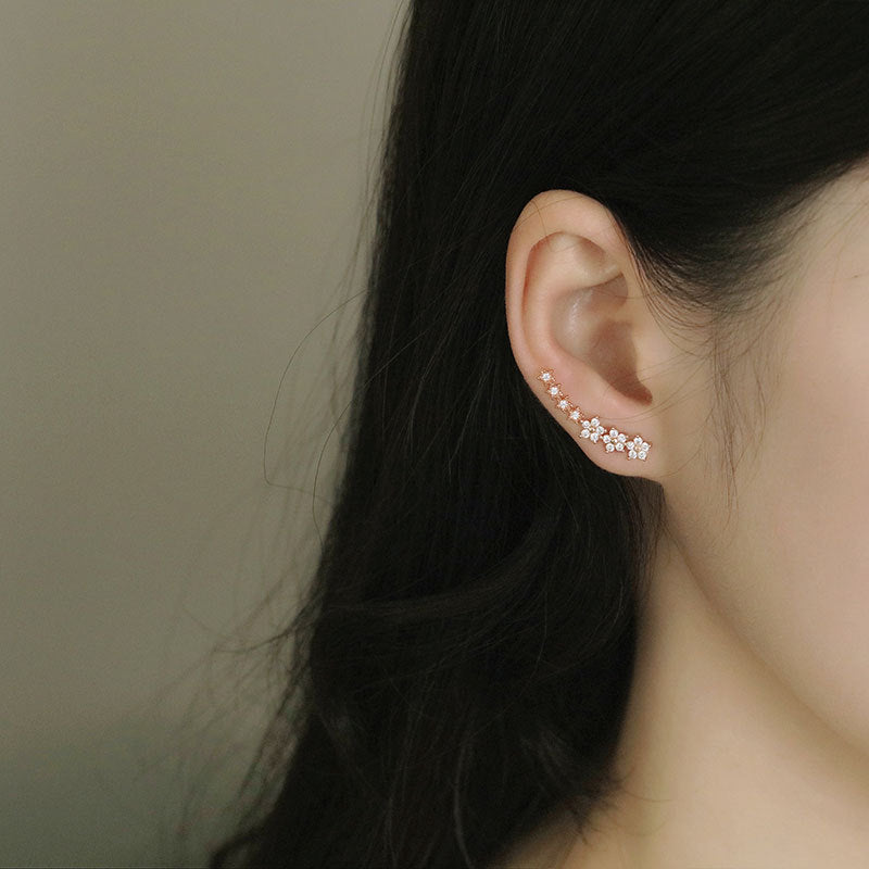 S925 Silver Starry Stud Earrings with Diamonds