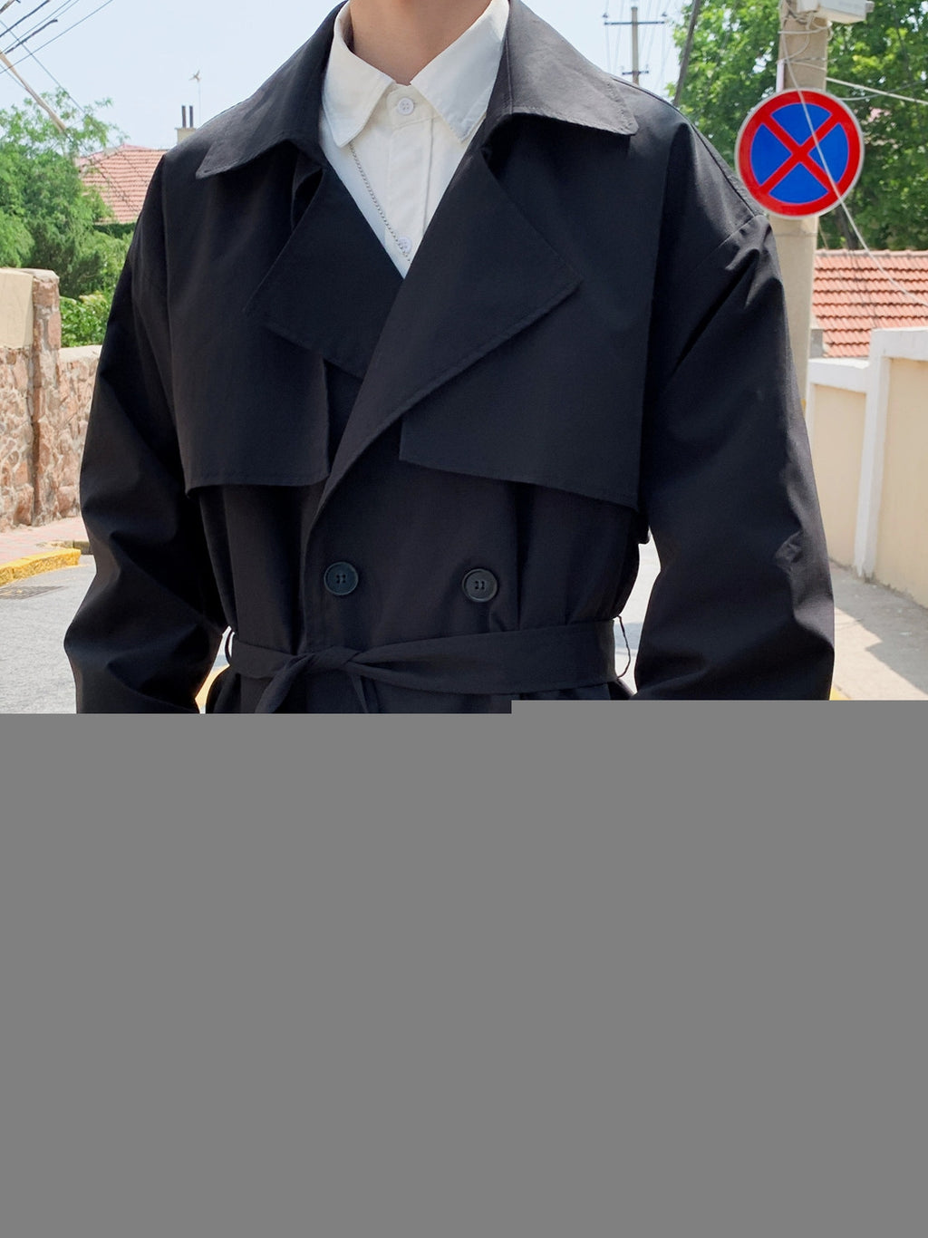 Trench-coat croisé mi-long pour homme