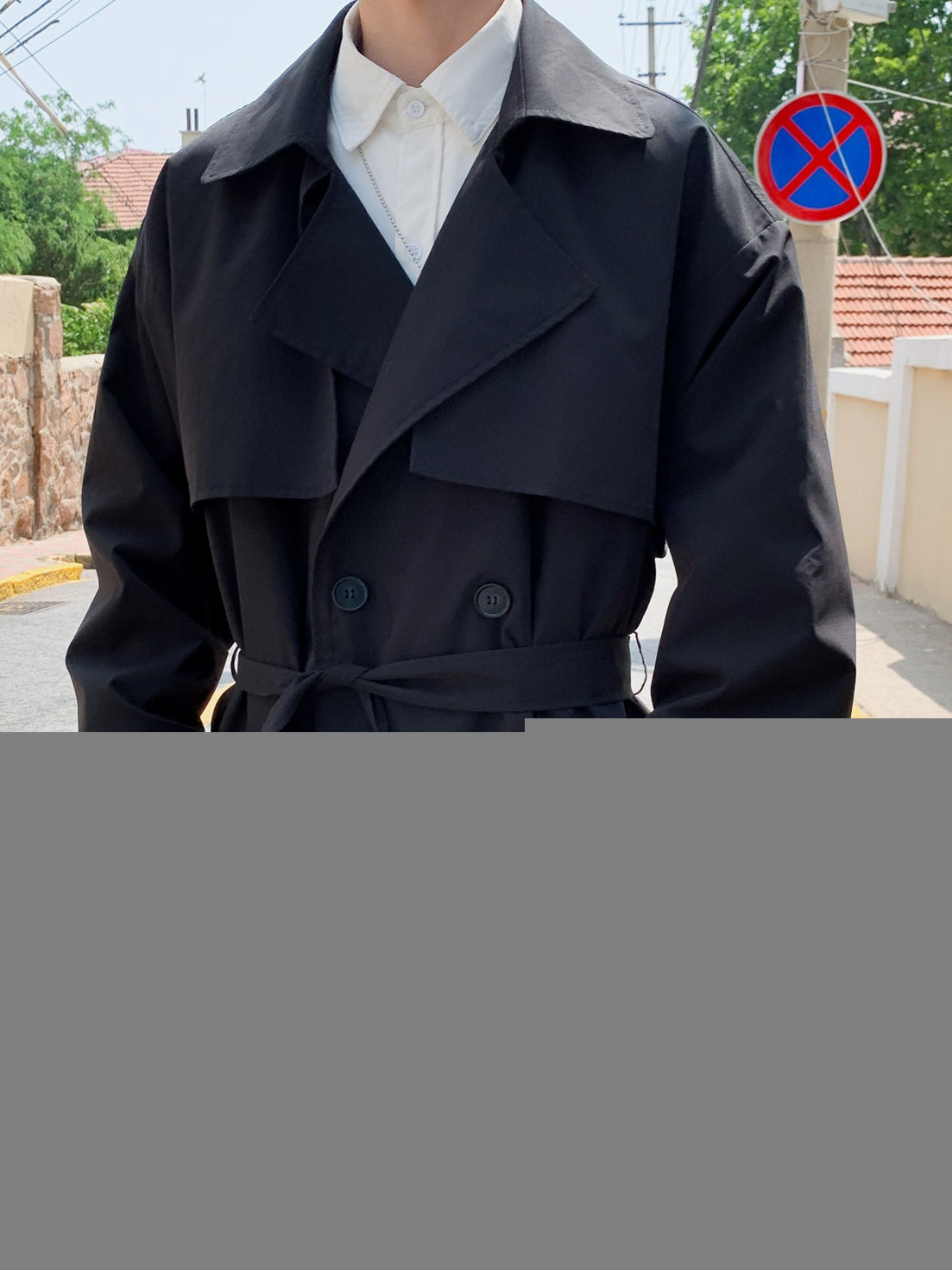 Trench-coat croisé mi-long pour homme