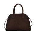 Deermisu Womens Suede Tote Bag Faux Leather Tote Bag for Women Vintage Top Handle Bag Fashion Retro Shoulder Satchel Bag Coffee Small with Shoulder Strap