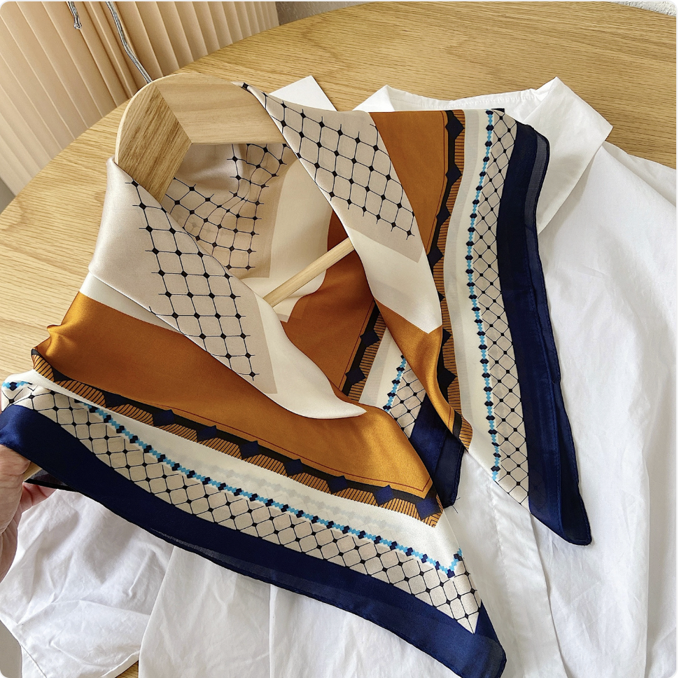 Striped Square Silk Scarf