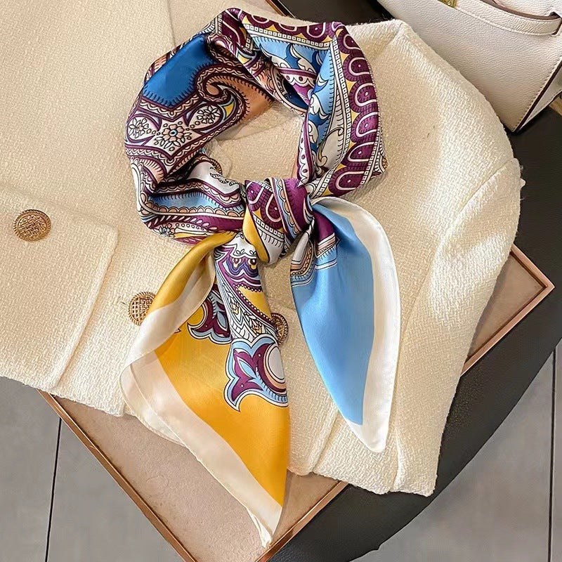 Fashionable Silk Scarf for Women - Versatile Small Square
