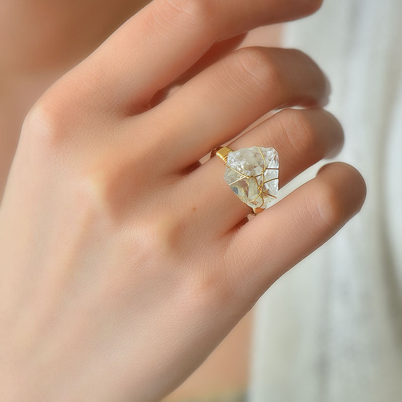 Adjustable Natural Amethyst Fashion Ring