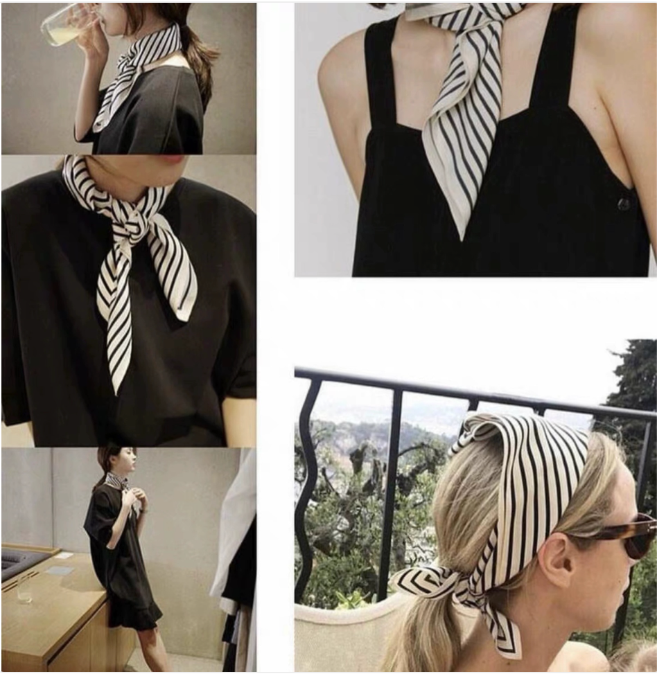 Striped Square Silk Scarf