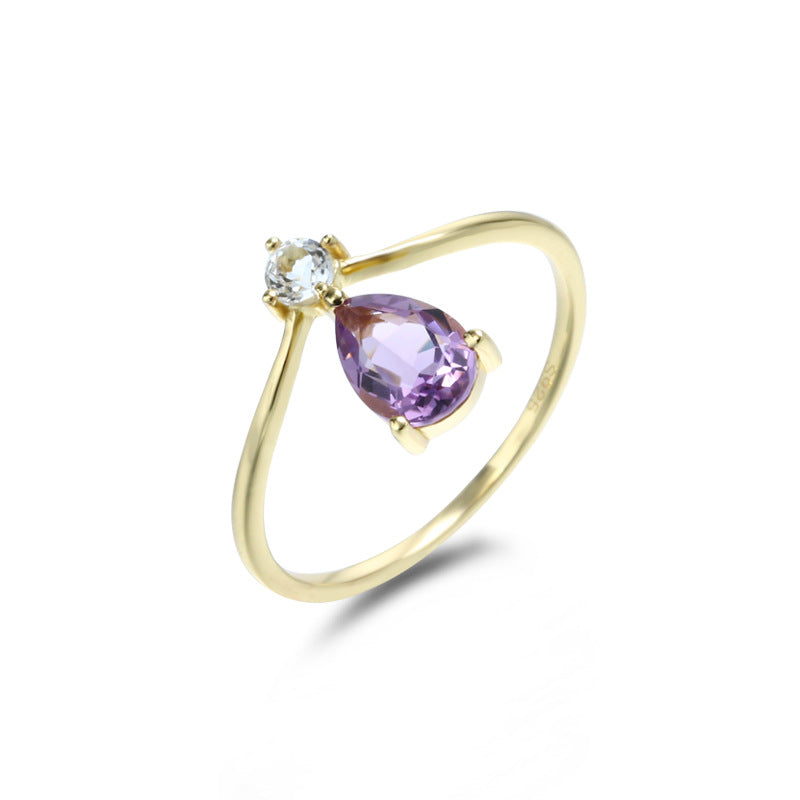 Japanese Style Lavender Amethyst Rose Gold Ring