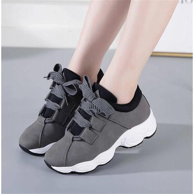 Trendy Women's White Sneakers with Thick Soles