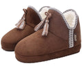 GPOS Womens House Suede Bootie Slippers Fuzzy Plush Lining Winter Ladies Warm Fluff Slippers Cozy Memory Foam Orthopedic Arch Support Plantar Fasciitis Home Shoes for Indoor Outdoor Brown Size 5