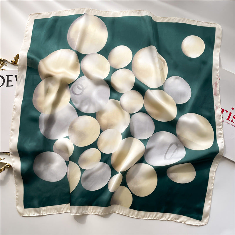 Korean Style 70cm Square Silk Scarf with Letter Print