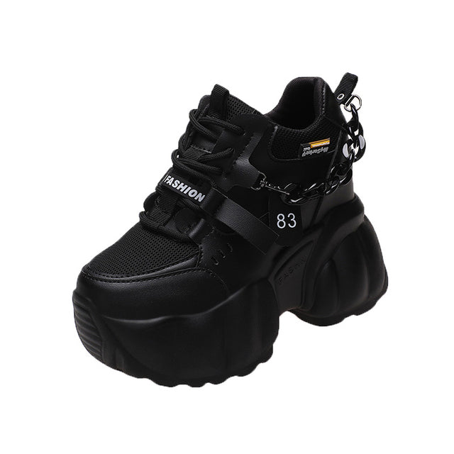 Ladies' White Fashion Sports Shoes with 10CM Thick Sole