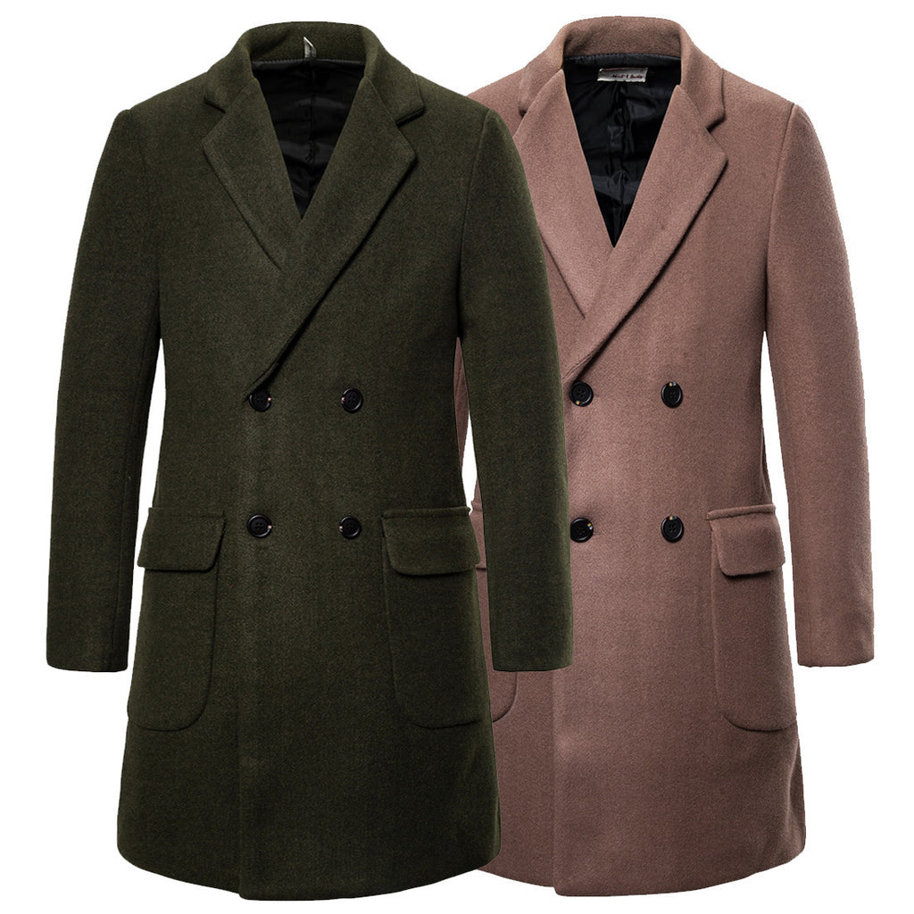 Trench-coat croisé en laine pour homme