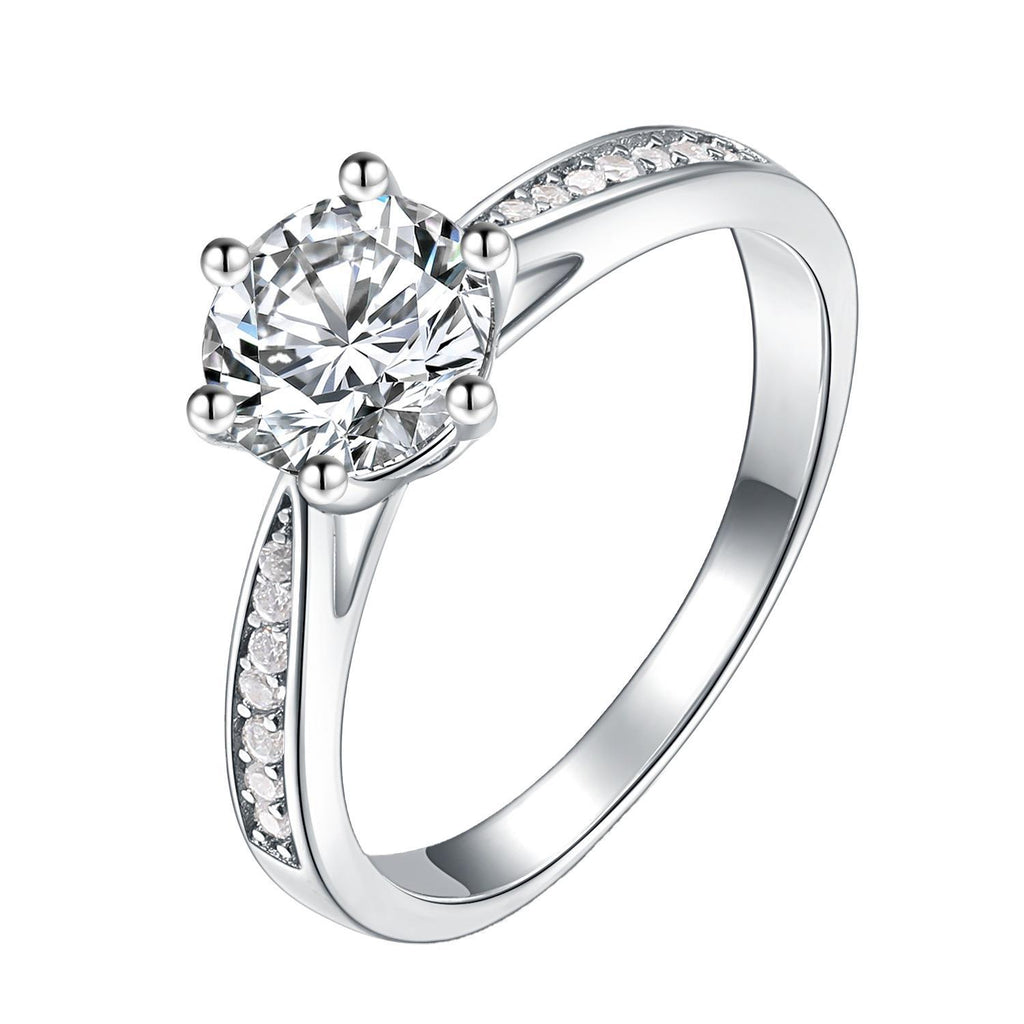 S925 Silver D Color Moissanite 1 Carat Ring with Certificate