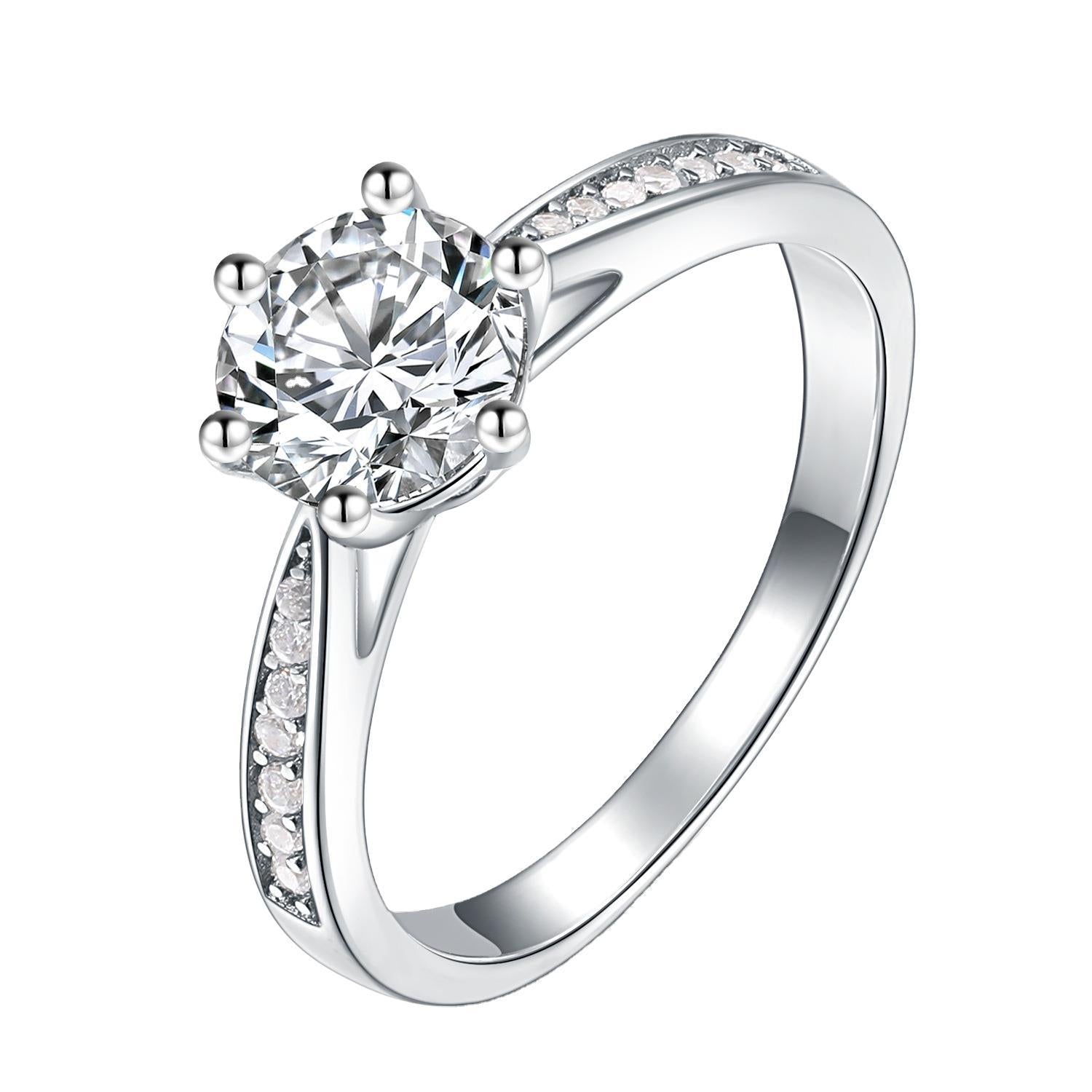 S925 Silver D Color Moissanite 1 Carat Ring with Certificate
