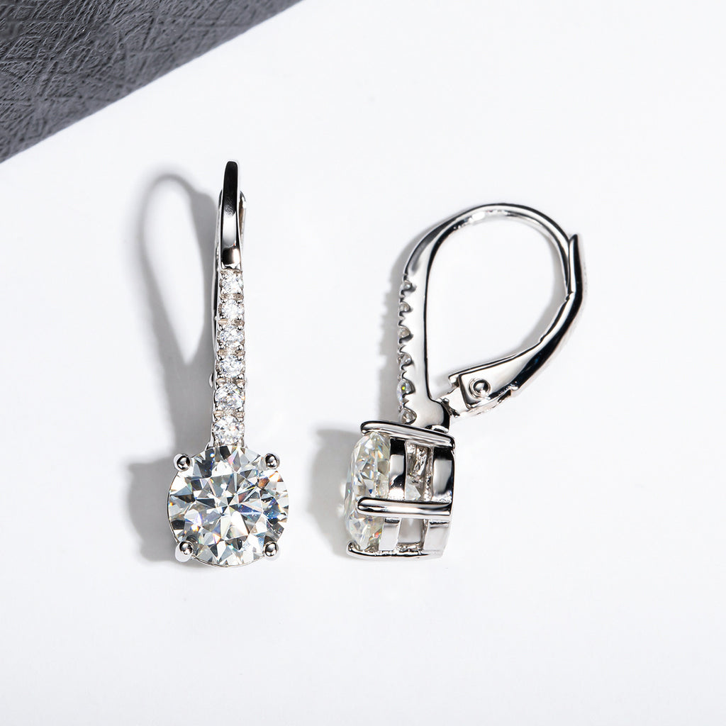 S925 Silver Earrings with 1 Carat Moissanite Stone