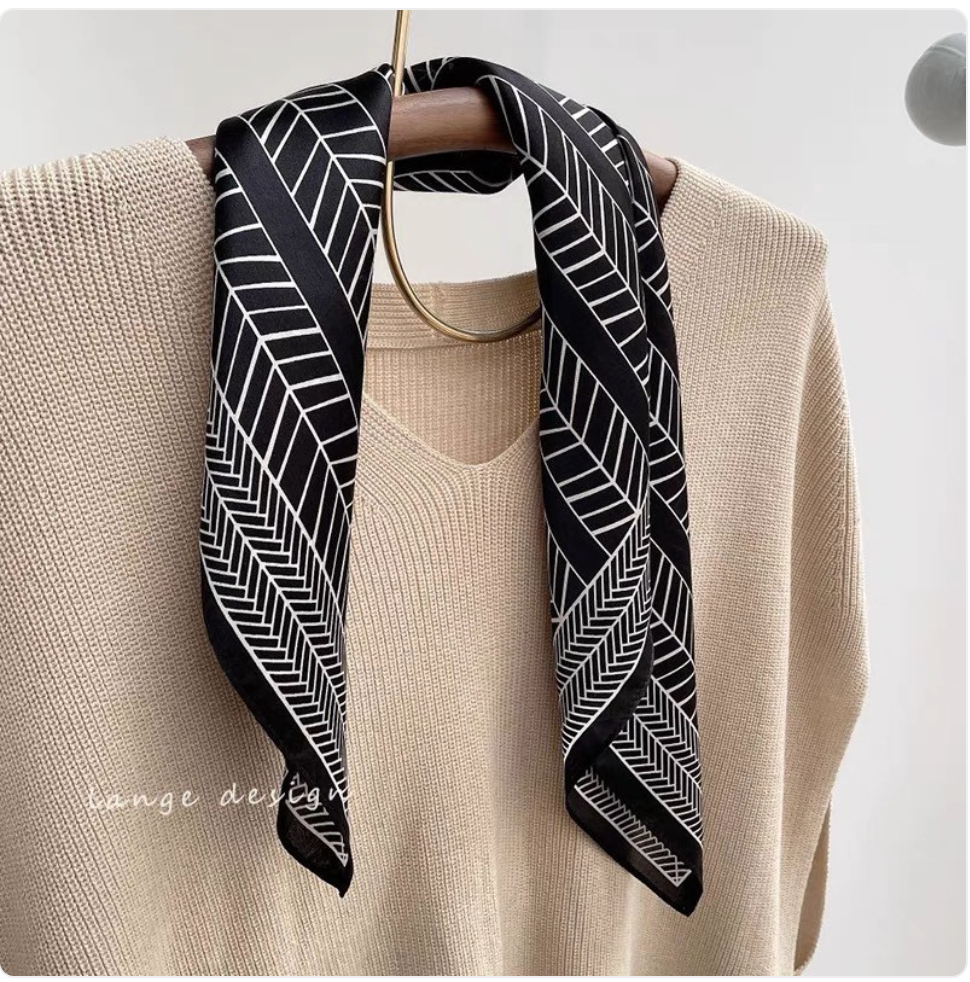 Striped Square Silk Scarf