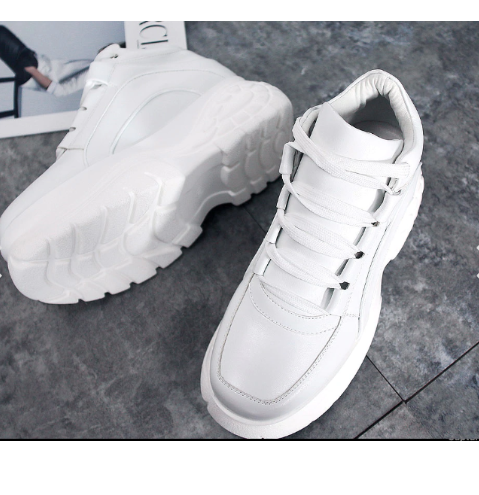 Trendy Women's Thick-Soled Dad Sneakers (White)