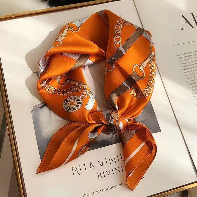 Fashionable Silk Scarf for Women - Versatile Small Square