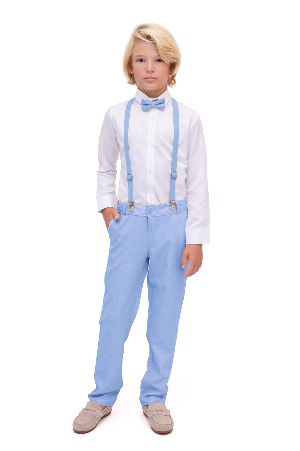 Lilax Boys Formal Slim Fit Boy Pant Set of 4 Pcs Gentleman Wedding Outfits Formal Dress (Light Blue2T)