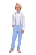 Lilax Boys Formal Slim Fit Boy Pant Set of 4 Pcs Gentleman Wedding Outfits Formal Dress (Light Blue2T)