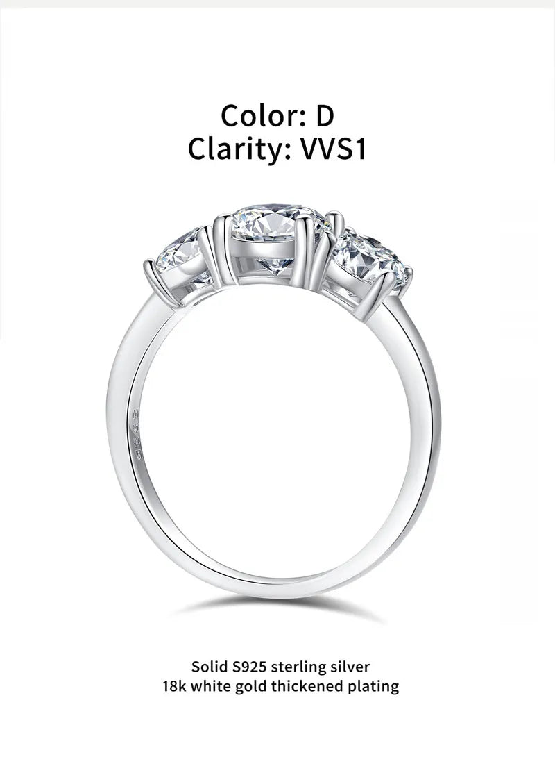 Bague en argent sterling S925 et moissanite