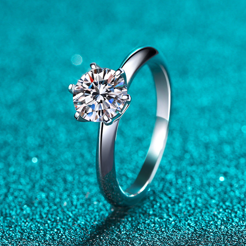 925 Silver Ring with 1 Carat Moissanite Stone
