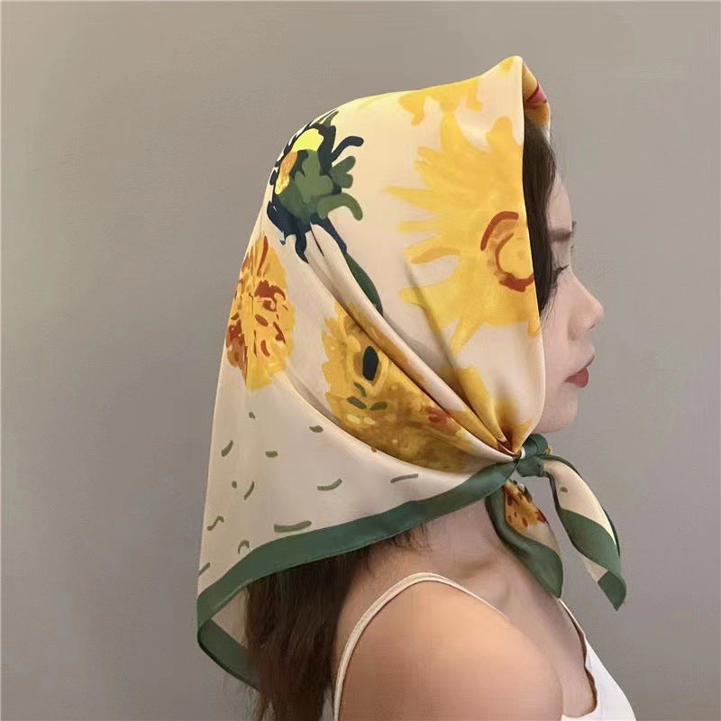 Fashionable Silk Scarf for Women - Versatile Small Square