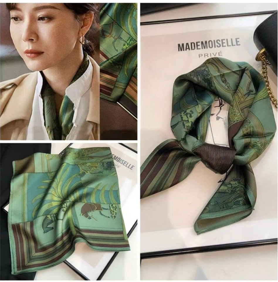 Striped Square Silk Scarf