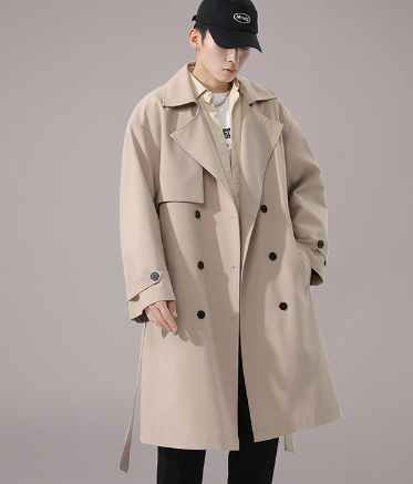 Men's Double Breasted Loose Trench Coat