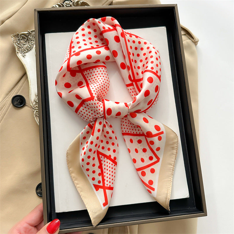 Korean Style 70cm Square Silk Scarf with Letter Print