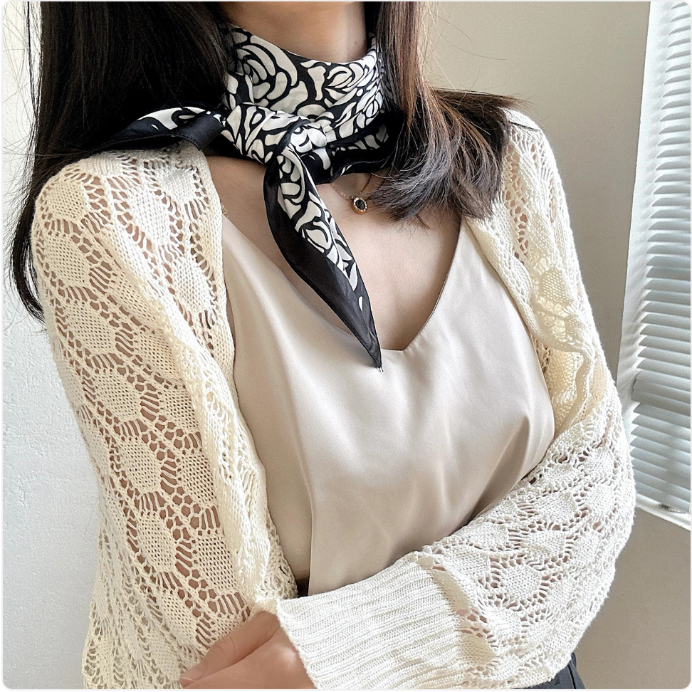 Striped Square Silk Scarf