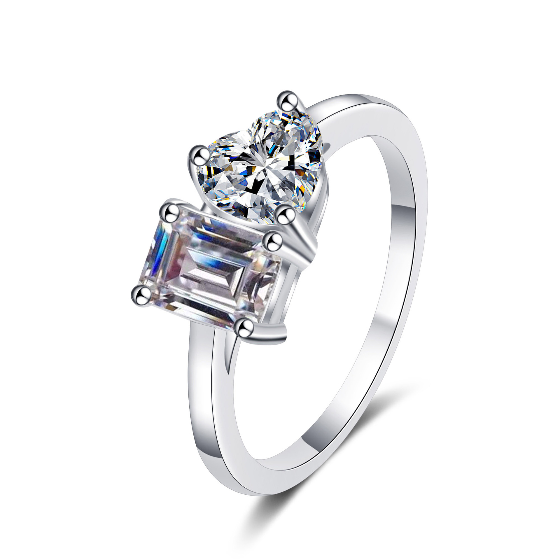 S925 Sterling Silver Moissanite Love Ring