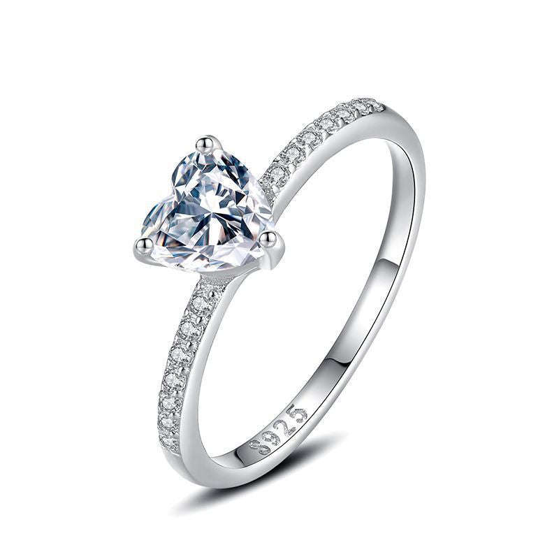 Bague d'amour en argent sterling S925 avec diamant de 1 carat