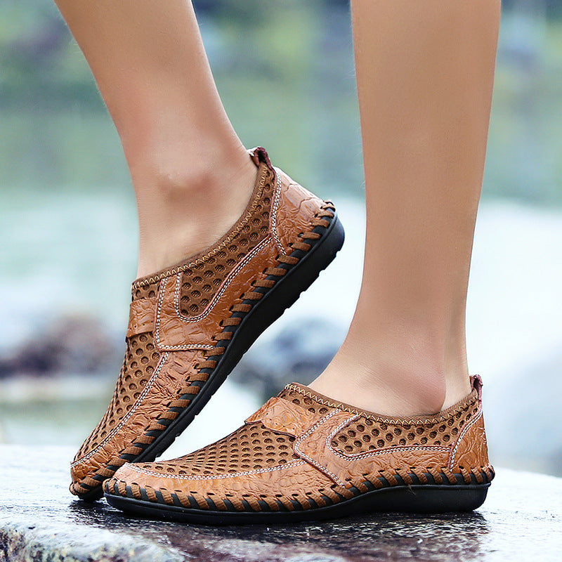 Men's Casual Slip-On Breathable Crocodile Sneakers