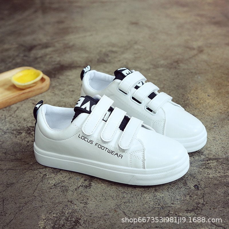 Velcro Flat Casual White Sneakers (Little White Shoes)