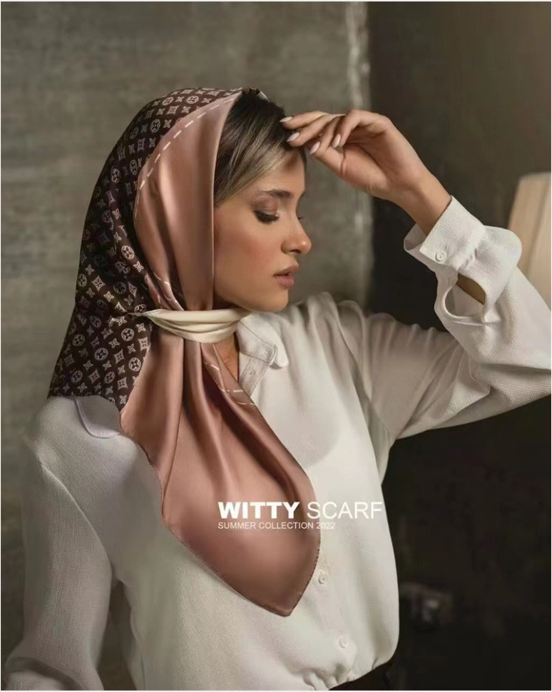 Striped Square Silk Scarf