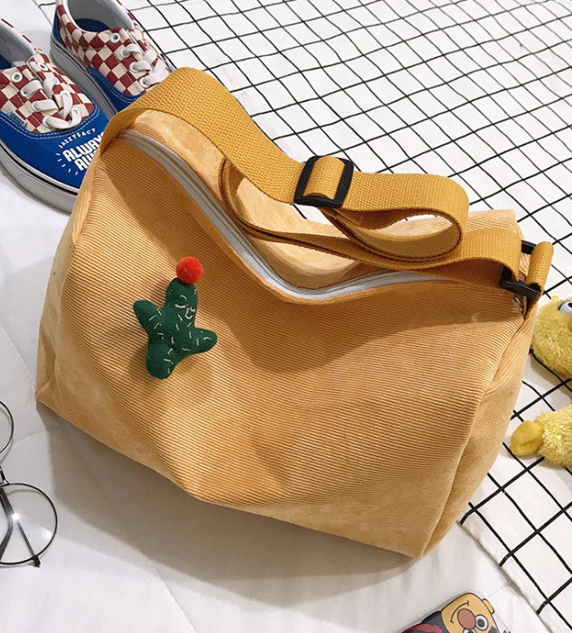Large Capacity Student Fabric Bag - Corduroy Women's Bag
