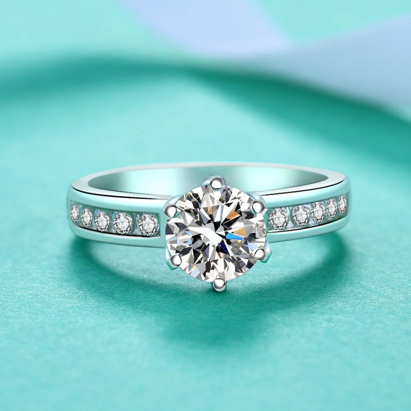 S925 Silver Ring with 1-Carat Moissanite, Certified