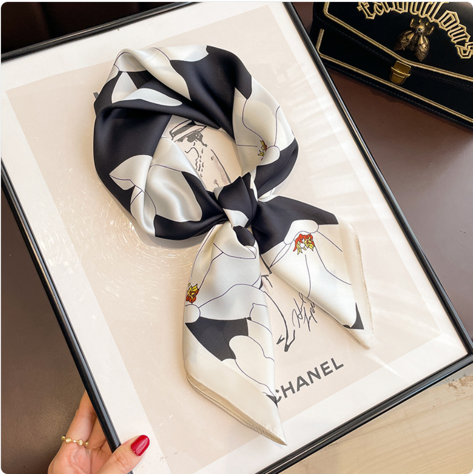 Striped Square Silk Scarf