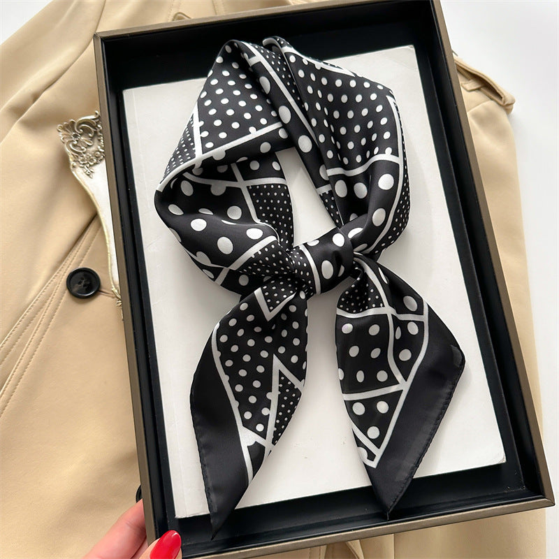 Korean Style 70cm Square Silk Scarf with Letter Print