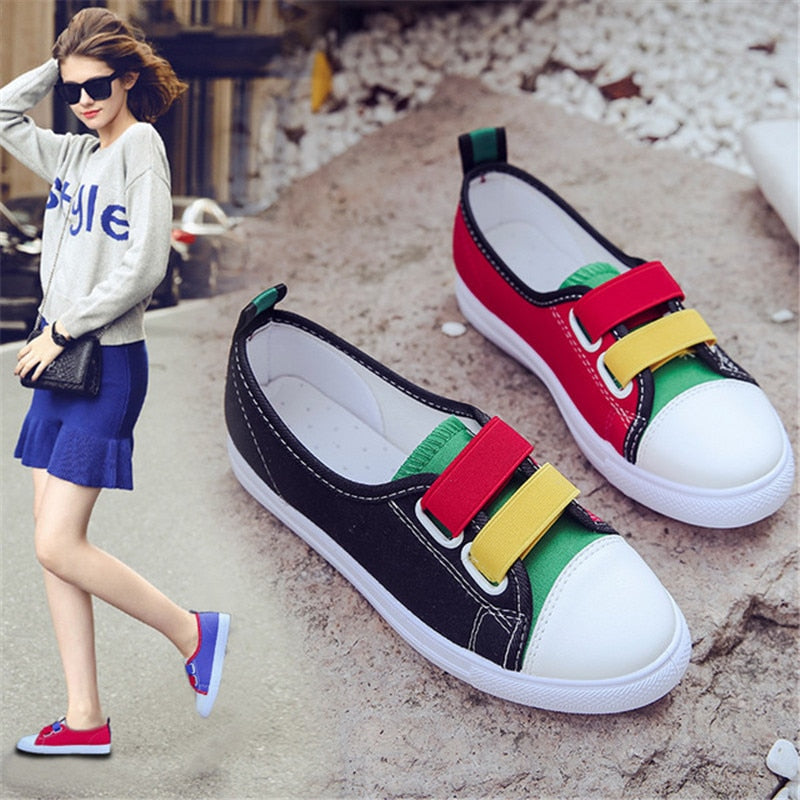 Canvas Slip-On Sneakers, Flat White Shoes