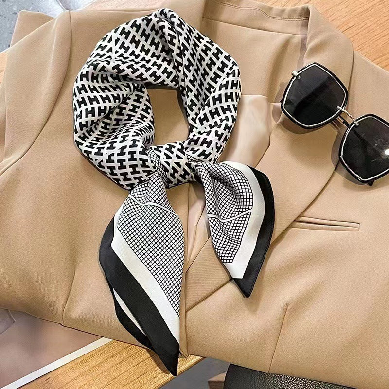 Fashionable Silk Scarf for Women - Versatile Small Square