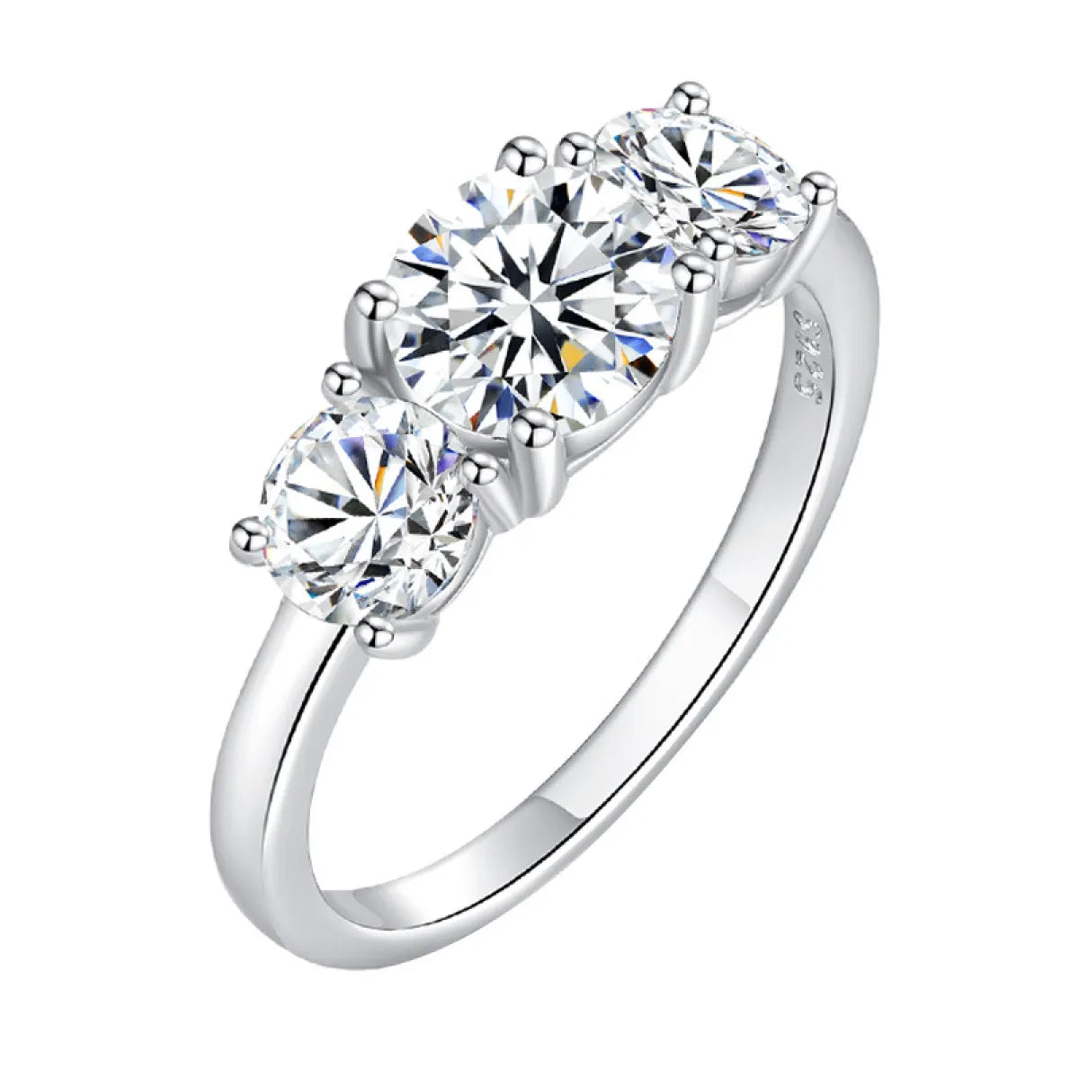 Bague en argent sterling S925 et moissanite