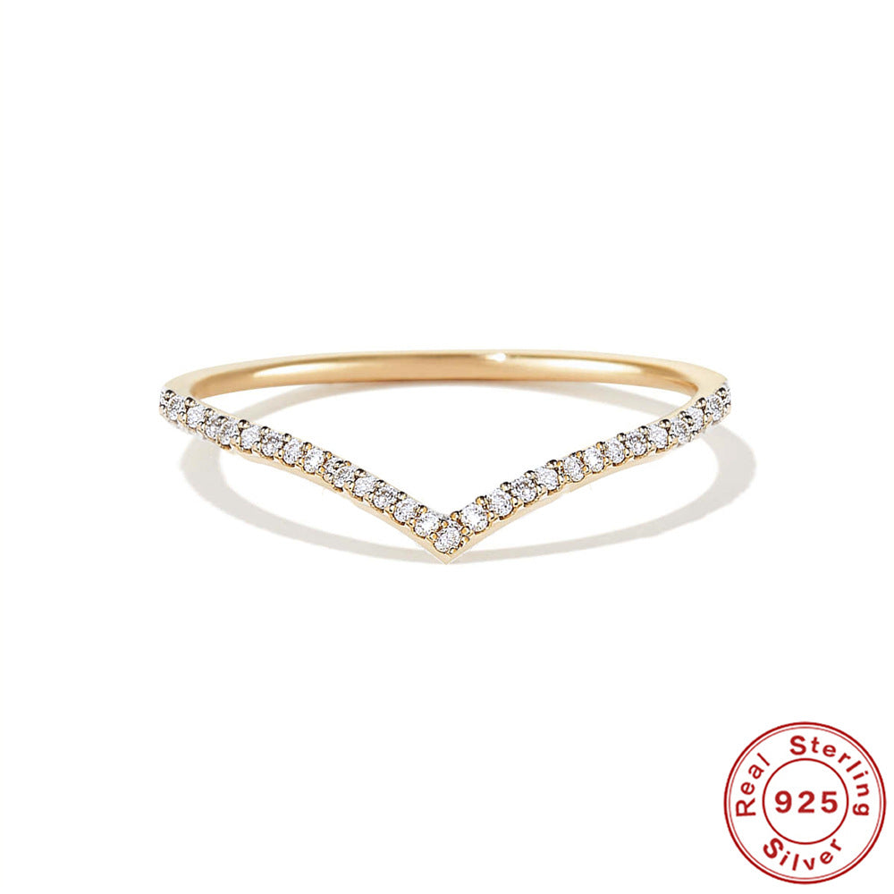 Bague en moissanite en V en argent sterling S925